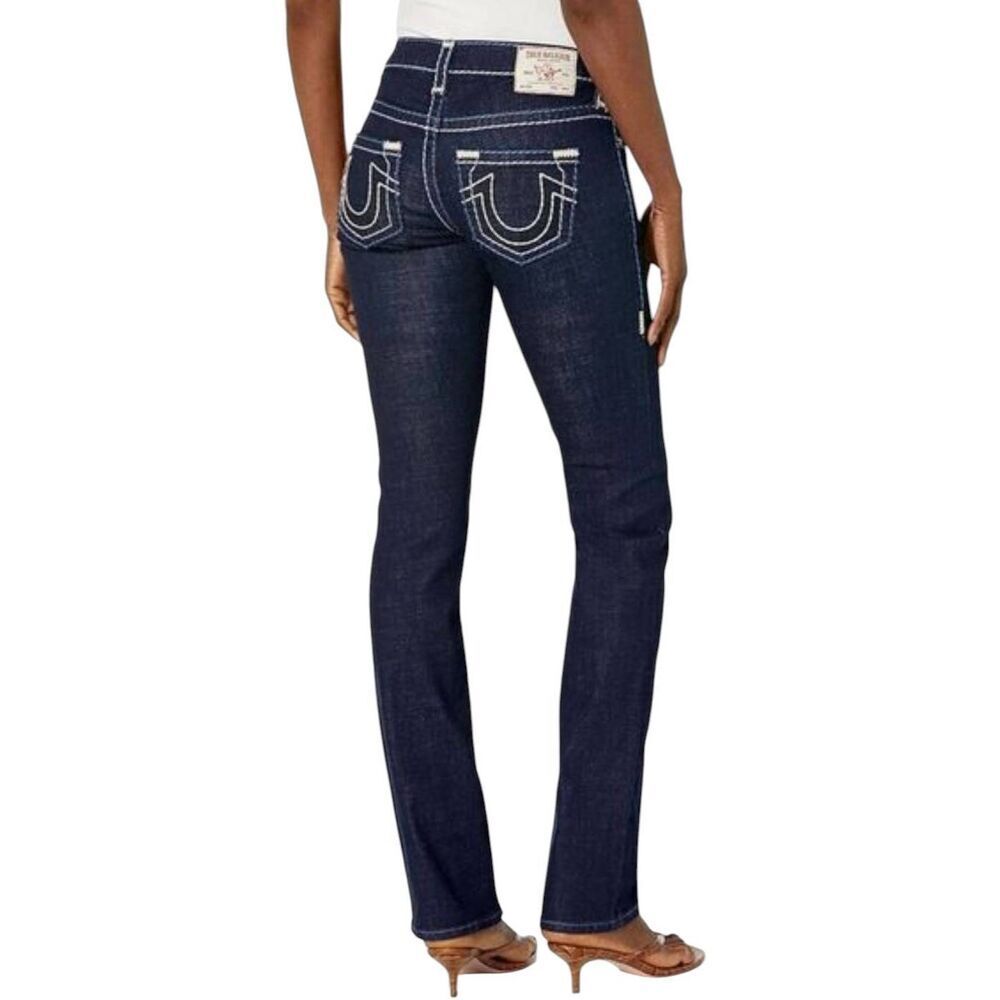 NWOT TRUE RELIGION Johnny Dark Wash Straight Leg Jeans Size 26